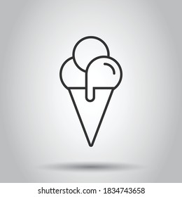 Ice cream icon in flat style. Sundae vector illustration on white isolated background. Sorbet dessert business concept.