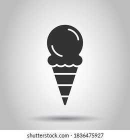 Ice cream icon in flat style. Sundae vector illustration on white isolated background. Sorbet dessert business concept.