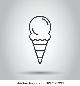 Ice cream icon in flat style. Sundae vector illustration on white isolated background. Sorbet dessert business concept.