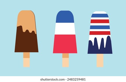Ice cream icon, flat style. 4th July  treats.