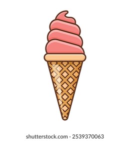 Icono de helado en estilo plano. Sabrosa Ilustración vectorial de postre sobre fondo aislado. Concepto del negocio de la señal de la comida dulce.