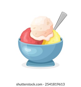 Icono de helado en estilo plano. Sabrosa Ilustración vectorial de postre sobre fondo aislado. Concepto del negocio de la señal de la comida dulce.