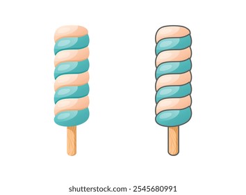 Icono de helado en estilo plano. Sabrosa Ilustración vectorial de postre sobre fondo aislado. Concepto del negocio de la señal de la comida dulce.