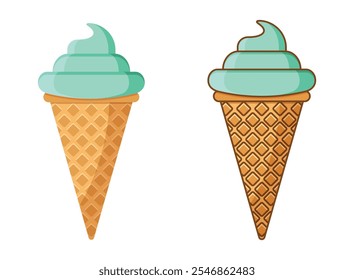 Ice cream icon in flat style. Tasty dessert vector illustration on isolated background. Sweet eating sign business concept.