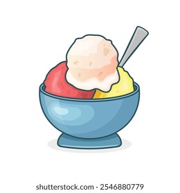 Icono de helado en estilo plano. Sabrosa Ilustración vectorial de postre sobre fondo aislado. Concepto del negocio de la señal de la comida dulce.