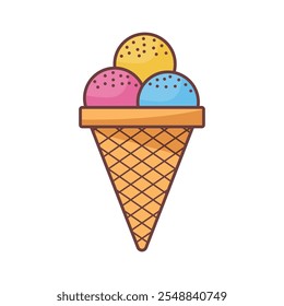Ice cream icon in flat style. Tasty dessert vector illustration on isolated background. Sweet eating sign business concept.