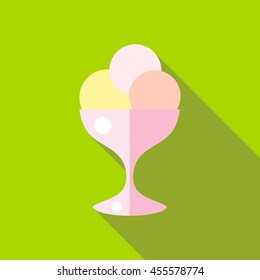Ice cream icon in flat style with long shadow. Food symbol