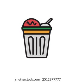 Icono de helado Ilustración vectorial plana. Icono de Vector de helado colorido. Vector de icono de cono de helado aislado sobre fondo blanco.