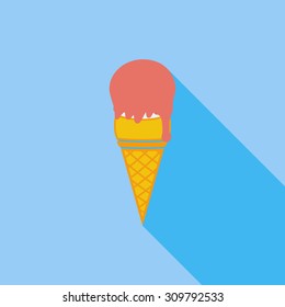 Ice cream icon. Flat vector related icon with long shadow for web and mobile applications. It can be used as - logo, pictogram, icon, infographic element. Vector Illustration.