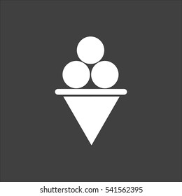 Ice Cream icon flat. Vector white illustration isolated on black background. Flat symbol