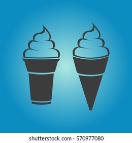 Ice cream icon. Flat vector illustration in black on white background. EPS 10