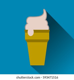 Ice Cream icon Flat vector illustration with long shadow