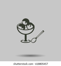 Ice cream icon. Flat vector illustration in black on white background.