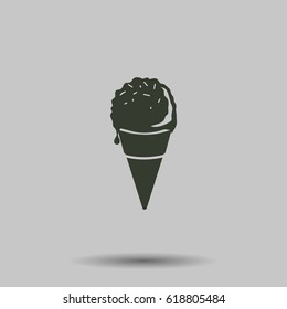 ice cream icon. Flat vector illustration in black on white background.