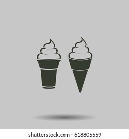 ice cream icon. Flat vector illustration in black on white background.