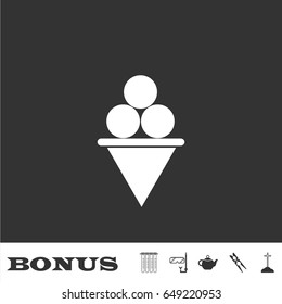 Ice Cream icon flat. White pictogram on black background. Vector illustration symbol and bonus icons
