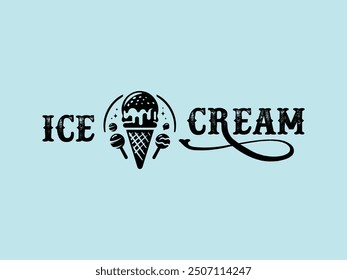 Ice Cream Icon Frozen Dessert and Sweet Treat art logo illustration
