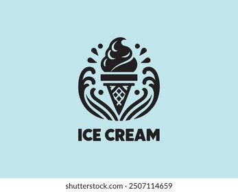 Ice Cream Icon Frozen Dessert and Sweet Treat art logo illustration
