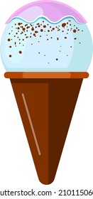 Ice cream icon. Frozen milk scoop in waffle cone