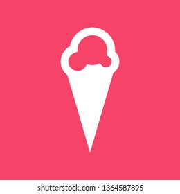 Ice cream icon - glyph red and white Vector - Vector