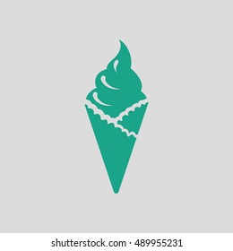 Ice cream icon. Gray background with green. Vector illustration.