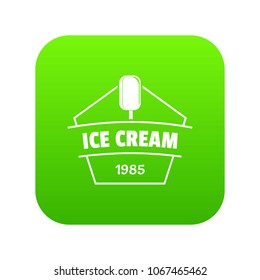 Ice cream icon green vector isolated on white background