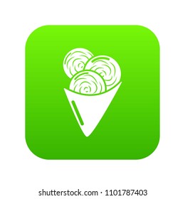 Ice cream icon green vector isolated on white background