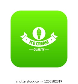 Ice cream icon green vector isolated on white background