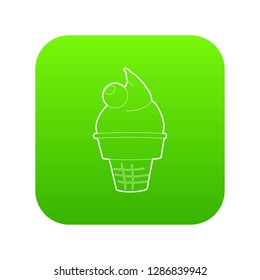 Ice cream icon green vector isolated on white background