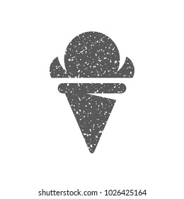 Ice cream icon in grunge texture. Vintage style vector illustration.