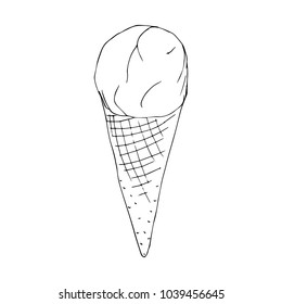 Ice cream icon in hand drawn style. For print, package, menu. Vector illustration