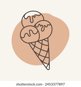 Ice cream icon. Hand drawn vector outline illustration.