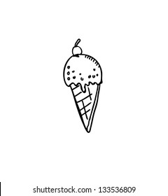 ice cream icon illustration cartoon doodle  with white background