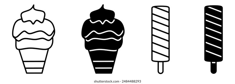 Ice cream icon illustration on white background.  Ice cream icon set for business. Stock vector.