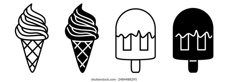 Ice cream icon illustration on white background.  Ice cream icon set for business. Stock vector.