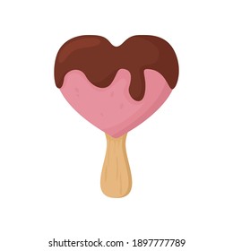 Ice cream icon. Illustration of ice cream in the shape of heart. Vector.