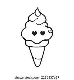 Ice Cream Icon Illustration. Suitable For Web Design, Logo, App