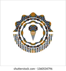 ice cream icon inside arabesque emblem. arabic decoration.