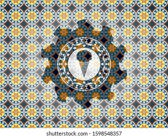 ice cream icon inside arabesque emblem. arabic decoration.