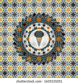 ice cream icon inside arabesque badge. arabic decoration.