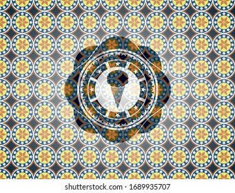 ice cream icon inside arabesque style emblem. arabic decoration.