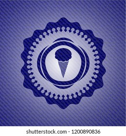 ice cream icon inside badge with jean texture