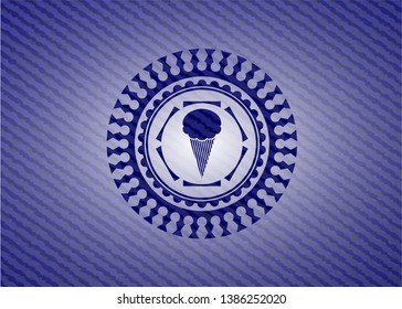 ice cream icon inside badge with jean texture