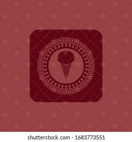 ice cream icon inside badge with red background