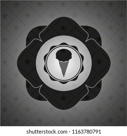 ice cream icon inside black emblem. Vintage.