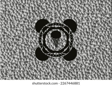 ice cream icon inside black emblem with grey bubbles background. Vector Illustration. Detailed. 