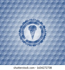 ice cream icon inside blue hexagon badge.