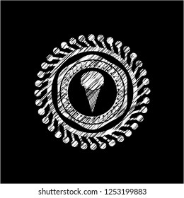 ice cream icon inside chalkboard emblem