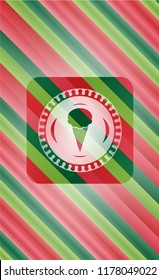 ice cream icon inside christmas style emblem.