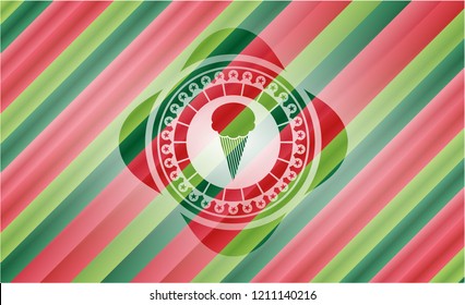 ice cream icon inside christmas badge.